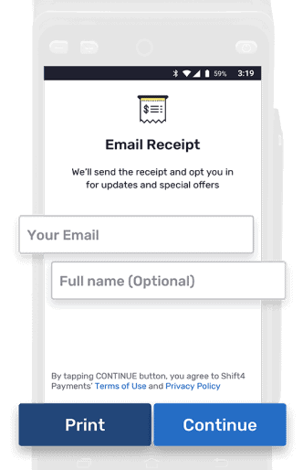 Email receipt mobile payment